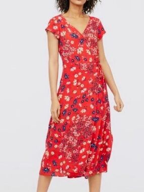 H&M Women’s Red Floral Wrap Midi Dress